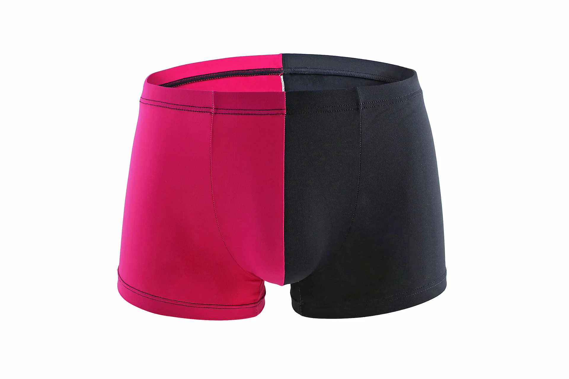 Мужское шелковое сексуальное нижнее белье боксеры шорты нижнее белье мужские Бесшовные u-выпуклые двухцветные Лоскутные боксеры Cueca Homme - Цвет: Pink Black