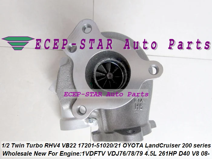 1pc Twin Turbo RHV4 VB22 17201-51020 17201-51021 Turbo For TOYOTA Land Cruiser 200 series D-40 V8 1VD-FTV VDJ76 VDJ78 VDJ79 4.5L