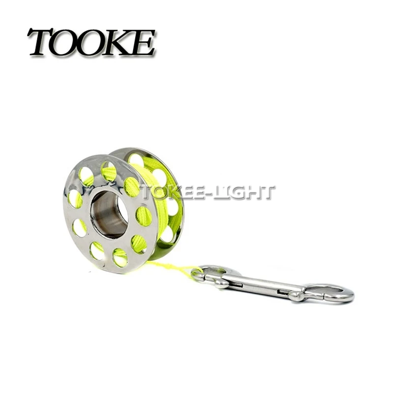 Stainless Steel Diving Finger Reel Dive Spool With Bolt Snap Clip Nylon Line 31M or 23M for Surface Marker Buoy Diver Underwater