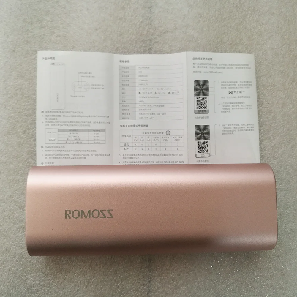 Romoss внешний аккумулятор 20000 мАч Внешний аккумулятор 26650 ACE Dual usb 2.1A для iPhone mi samsung huawei Xiao mi зарядное устройство для мобильного телефона