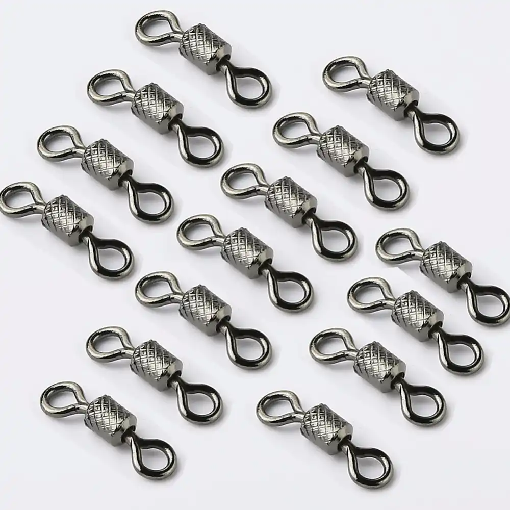 Fishing Swivels Ball Bearing Swivel With Safety Snap Solid Ring Tackle 50pcs//lot