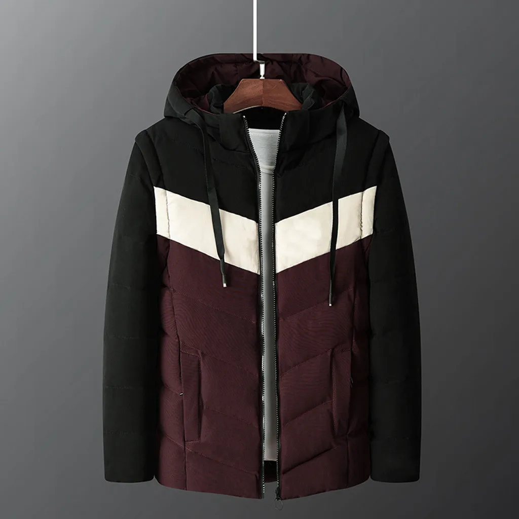 Feitong Men's Parkas Winter Medium Length Hoodie Thickened Plus Size Cotton Padded Jacket Men Coat Men's Clothing