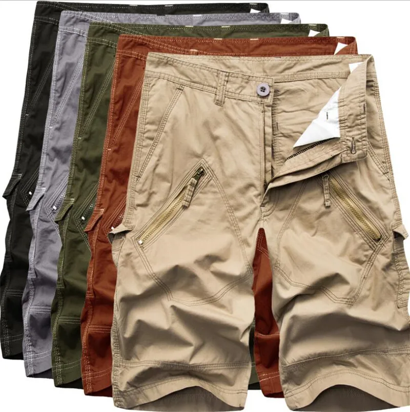 

Cargo Shorts Men Summer Knee length pants Hot Sale Casual Men Brand Clothing Comfortable Camo Men Cargo Shorts plain color