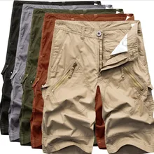 Мужские шорты Карго летние брюки до колена горячая распродажа Повседневная Мужская Удобная брендовая одежда камуфляж мужские карго шорты простой цвет