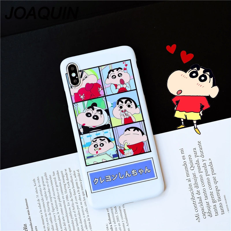 

Cute Crayon Shin-chan Phone Case For iphone X XR Xs Max 7 8 6S 6 Plus Childlike Black Edge Soft IMD Back Cover For iphone 7 case