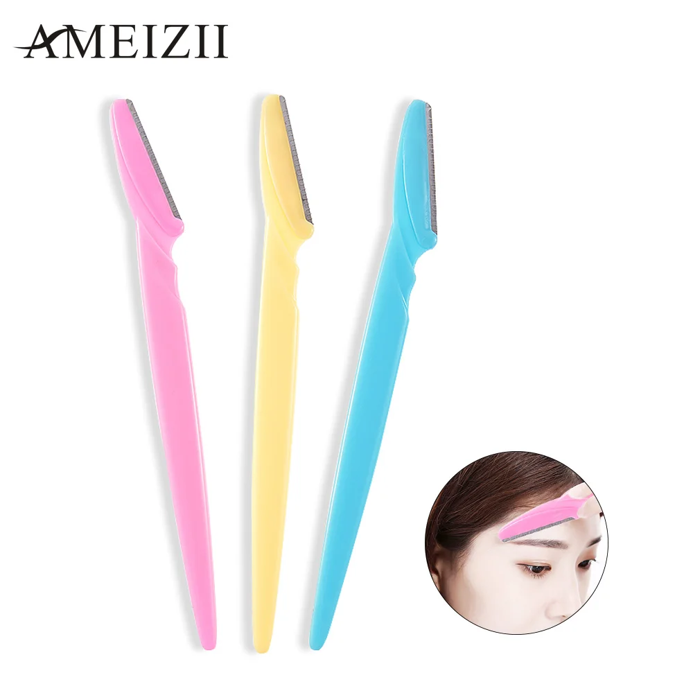 AMEIZII 3Pcs/Set Portable Eyebrow Trimmer Hair Remover Shaver Face Razor Wenkbrauw Trimmer Trymer Do Brwi Makeup Cutting Tools