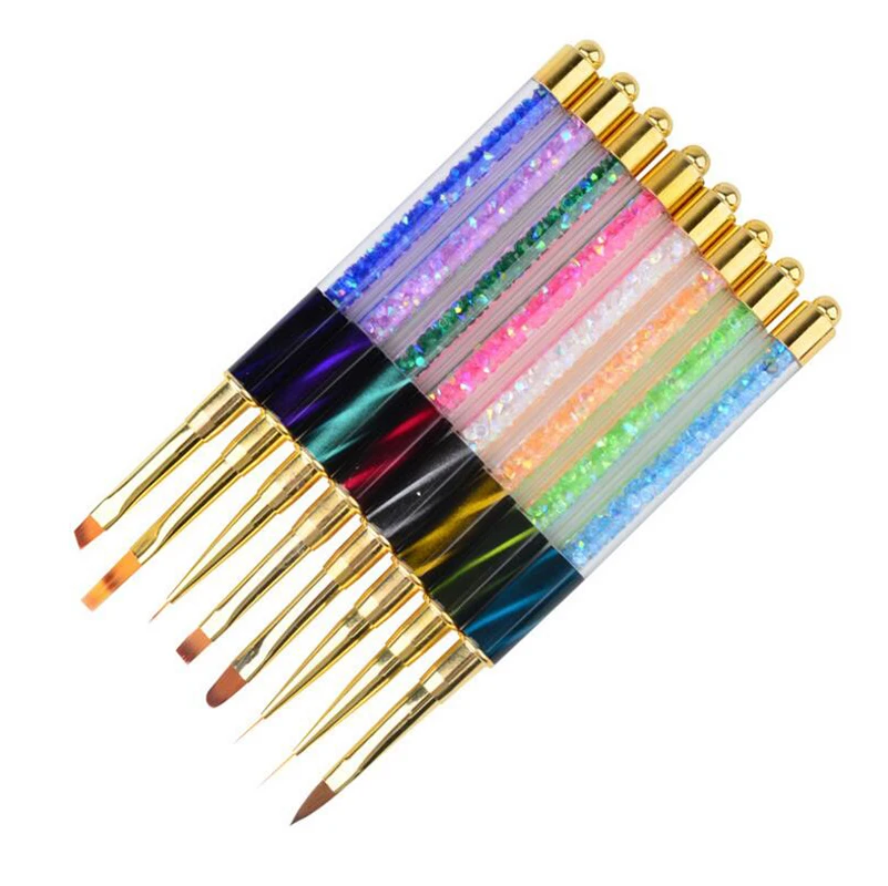 

Tignish 1Pcs Nail Brush Painting Drawing Liner Design Pen With Rhinestone Nail UV Gel Polish Salon Manicure DIY Tool