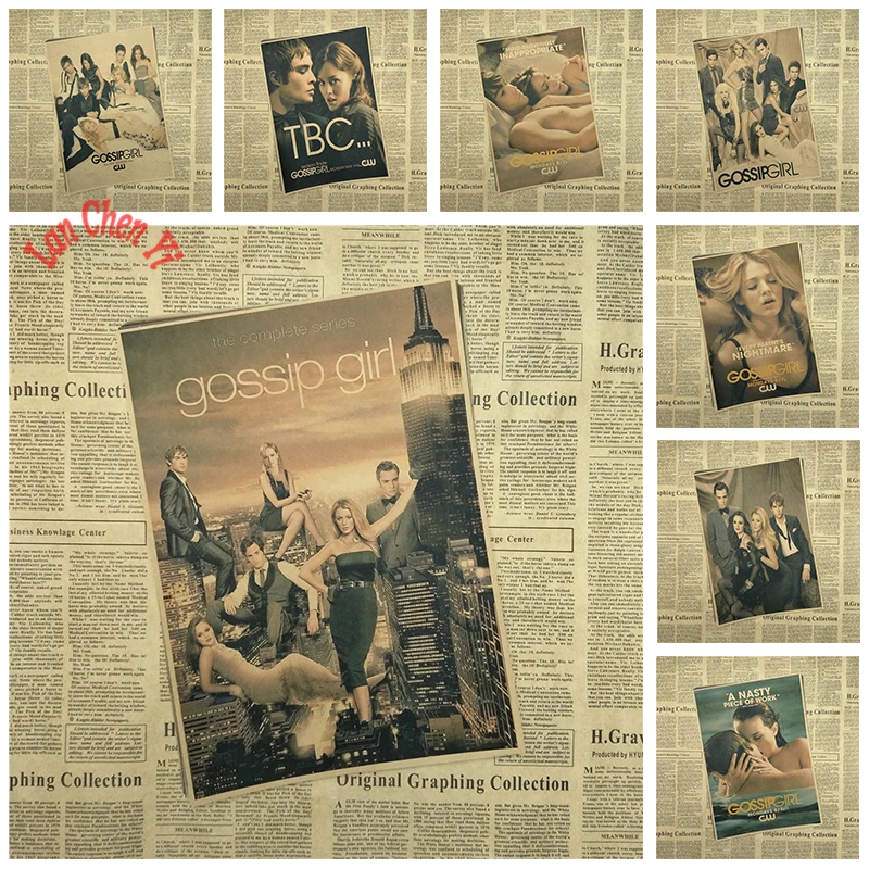 

Award winning film Gossip Girl Nostalgic Matte Kraft Paper Poster Office Gift Room Dining Home Decor wall sticker Design