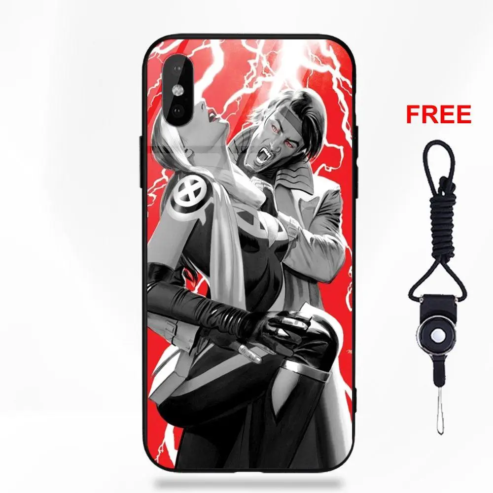 Vvcqod For Apple iPhone X XS Max XR 5 5C 5S SE 6 6S 7 8 Plus Soft TPU Frame+Tempered Glass Cover Comics Marvel Gambit Vvcqod For Apple iPhone X XS Max XR 5 5C 5S SE 6 6S 7 8 Plus Soft TPU Frame+Tempered Glass Cover Comics Marvel Gambit
