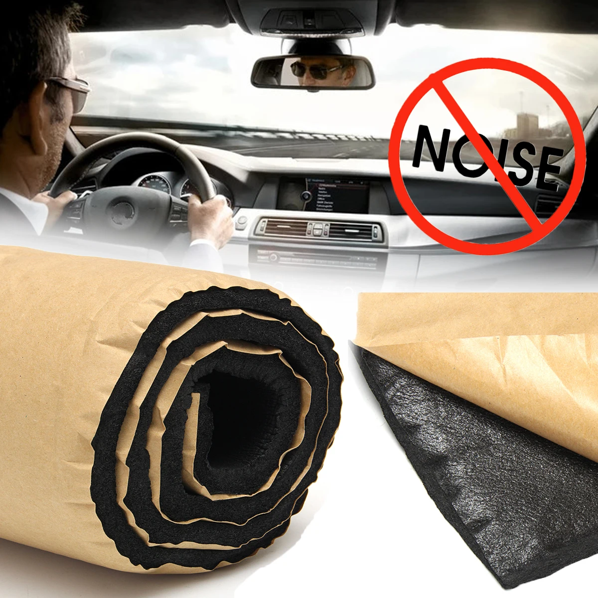 

Audew 100x50cm 10mm Soundproof Cotton Auto Car Truck Sound Proofing Deadening Firewall Heat Deadener Insulation Noise insulation