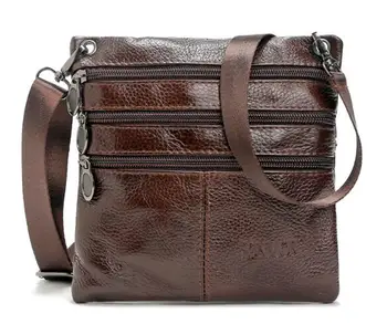 

Fashion Men's Solid Real Leather Messenger Bag Vintage Small Cross Body Bags Genuine Leather Shoulder Bag Travel Bags For Man