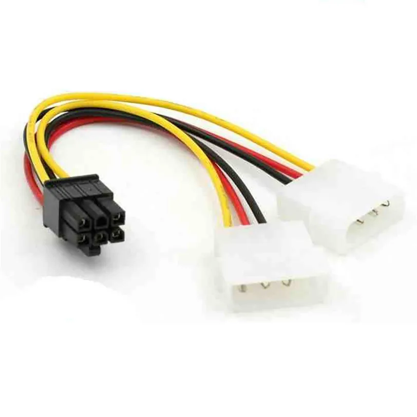 

ATX IDE Molex Power Dual 4 To 6-Pin PCI Express PCIe Video Card Adapter Cable Professional Factory Price Drop Shipping