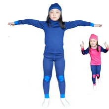 100% Merino wool kids thermal underwear set pajamas Children long johns boys girls From 1.5 to 14 years old