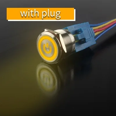 22 мм металлический водонепроницаемый кнопочный переключатель самоблокирующийся/кнопочный переключатель с Led светильник из нержавеющей стали кнопочный переключатель - Цвет: yellow