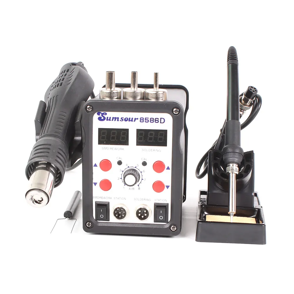 8586D 750W Digital 2 in 1 SMD BGA Rework Soldering Station Hot Air Blower  Heat Gun Solder Iron Welding Repair