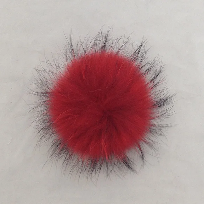 Большой(14-15 см) помпон из натурального меха енота, для женских/детских вязанных и меховых шапочек, брелка цепочки для ключей. Цвет на выбор - Цвет: Red