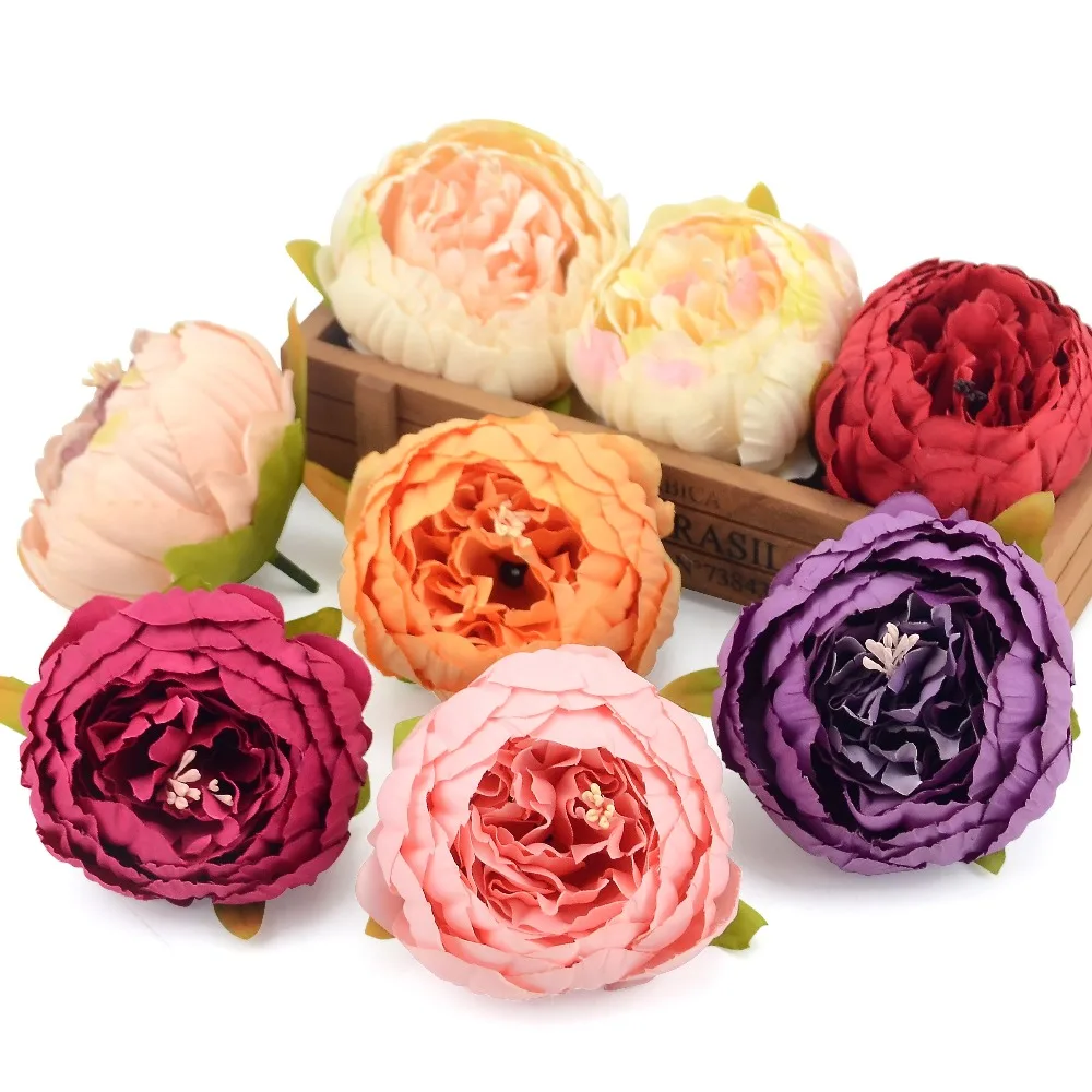 

1 pcs Hight Quality European Silk Peony Heads Fall Vivid Fake Leaf Artificial Flowers For Wedding Home Party Decoration Cheap