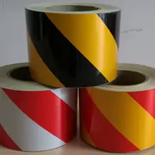 Самоклеющиеся 10 см в ширину черный желтый красный белый саржевый дорожный аналитик трафика Предупреждение ющая лента Светоотражающие пленки наклейки