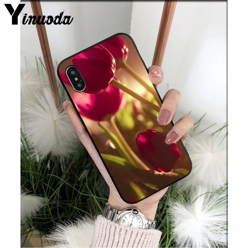 Yinuoda Tulip flower Colorful Cute Phone Accessories Case for Apple iPhone 8 7 6 6S Plus X XS MAX 5 5S SE XR Mobile Cover