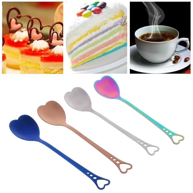 

Heart Shaped Stainless Steel Dessert Tea Coffee Spoon Sugar Honey Ice Cream Scoop Kitchen Tableware Flatware
