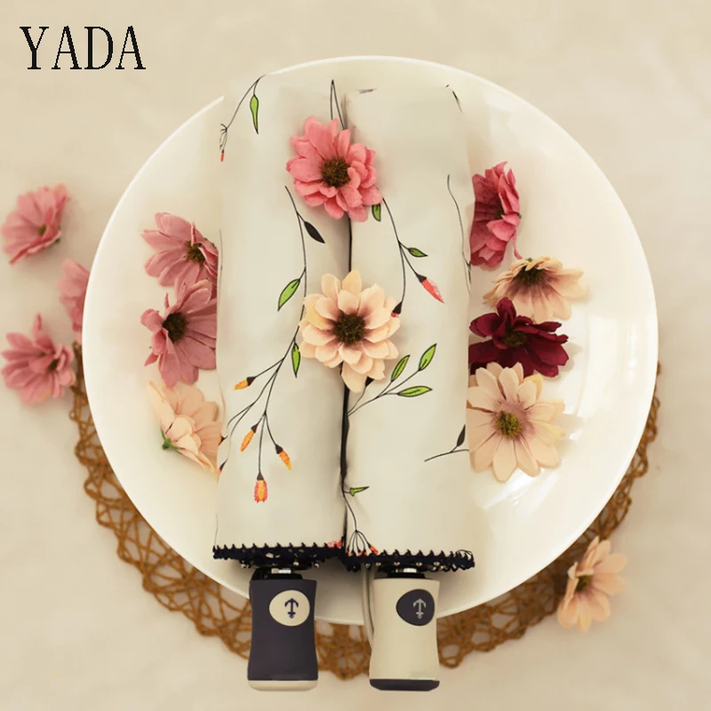 

YADA Fashion High Quality Flower Umbrella Rain Automatic Sunny And Rainy Umbrella For Women Windproof Folding Umbrellas YS242