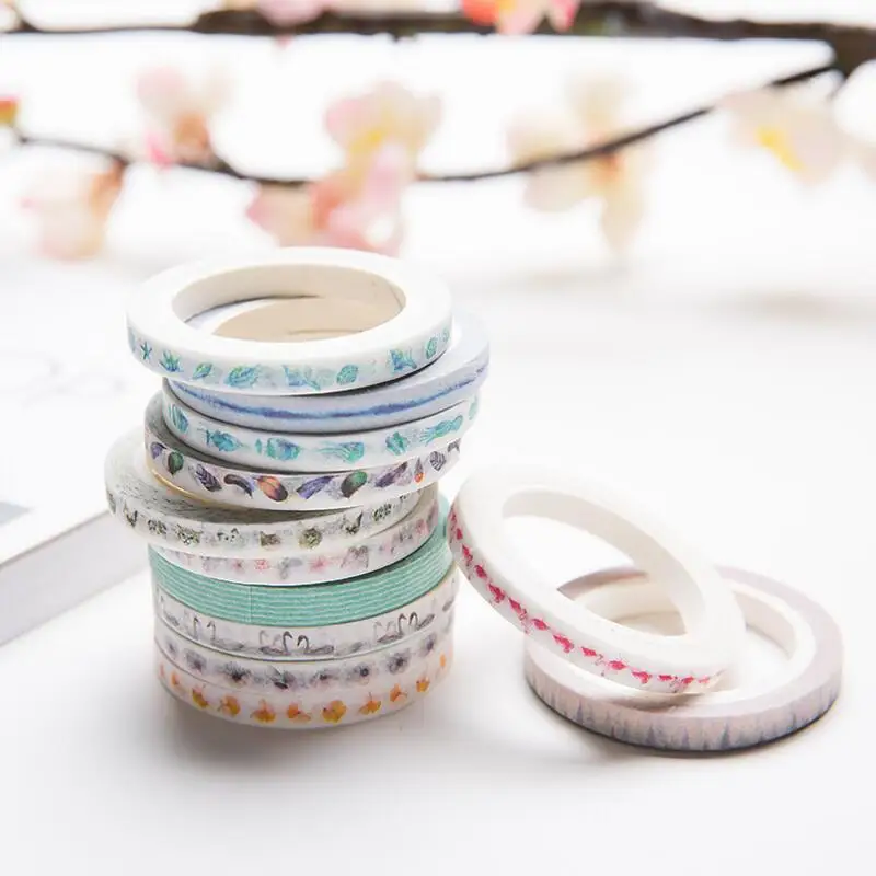 

1PC 5MM*7M Feather Flamingo Forest Washi Tape Cute Cactus Pattern Masking Tape Decorative Scrapbooking Adhesive Tape