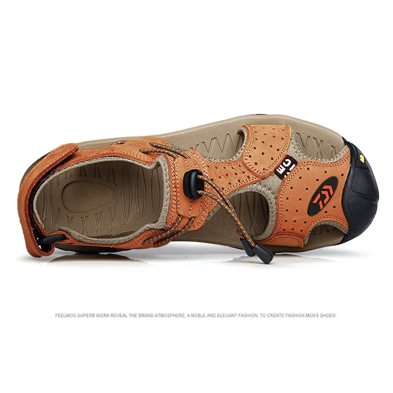 Sapatos de Água Sapatos de Pesca de Pesca Sapatos de Escalada ao ar Sandálias de Couro Verão Dawa Pesca Caminhadas Livre Sandálias Respirável 15 Esporte e Lazer