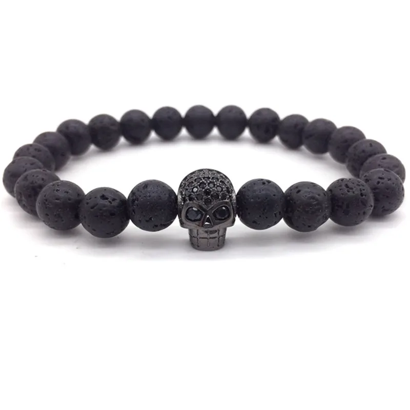 

Skull Men Bracelet Fashion 2019 New Vintage Bracelet Men Simple Charm Classic Stone Beads Bracelet For Men Jewelry Gift