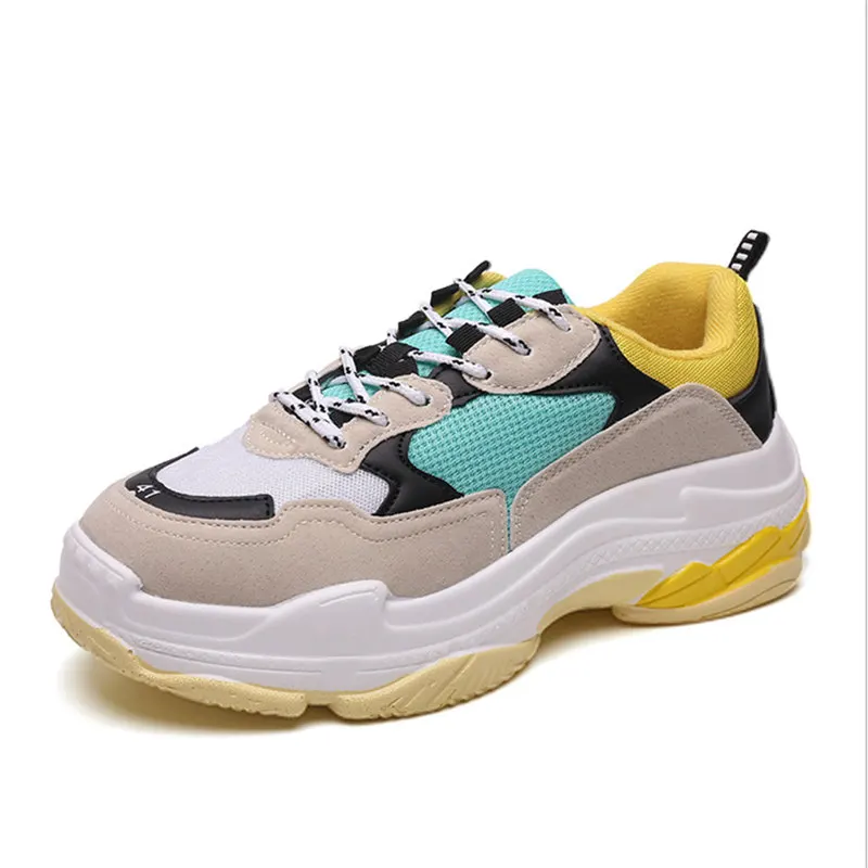 

2019 New Running Shoes Suede Leather Platform Women's Shoes Sports Shoes White Sports Shoes Large Size Lovers Women Sneakers