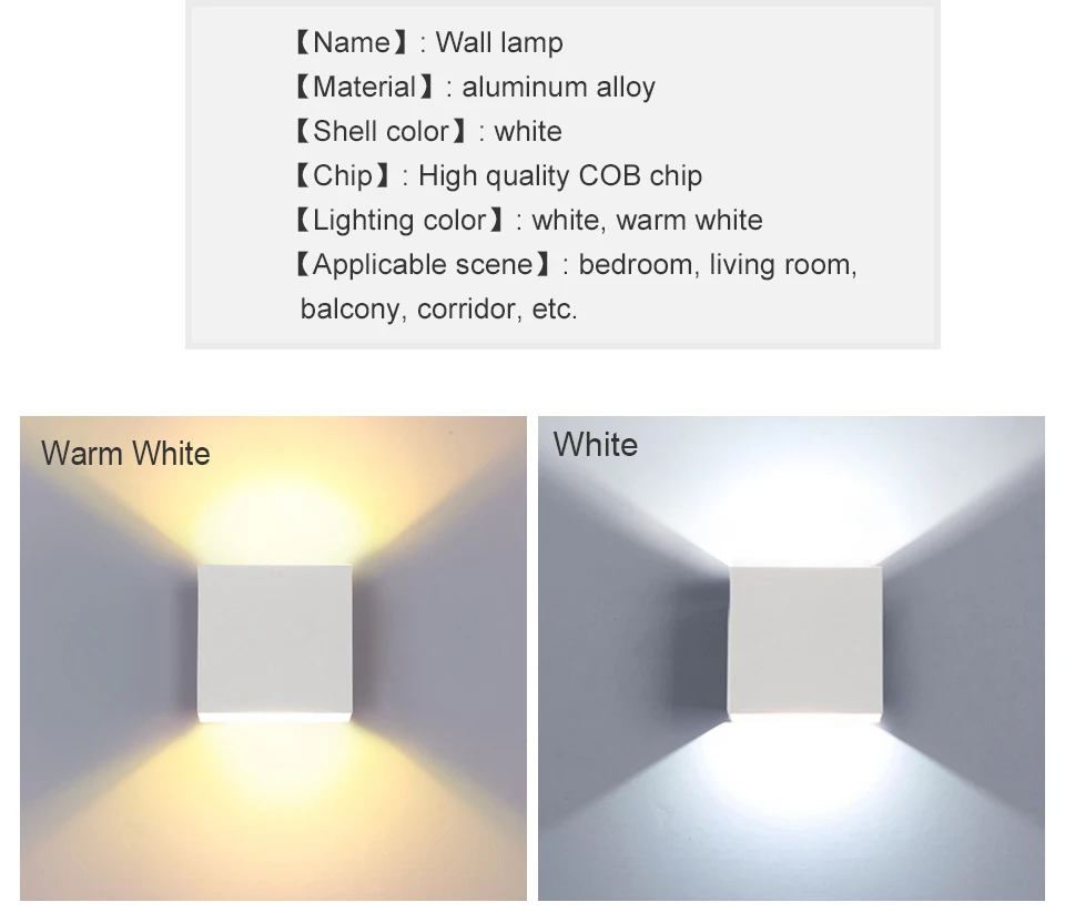 EeeToo Bedroom Wall Night Light Lamp 7W COB Chip LED Night Light Children Indoor Lighting AC 90-265V White Night Lamp for Home (4)