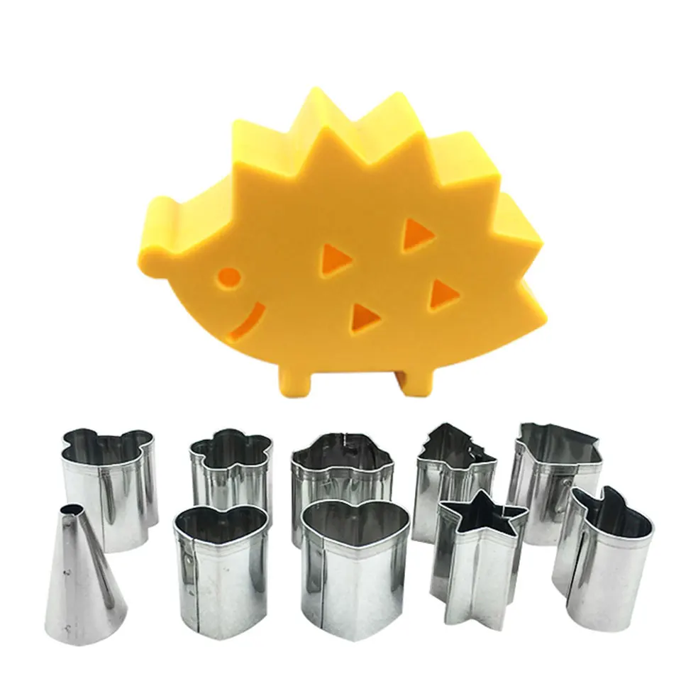 

10pcs/Set Cute Animal Cookie Cutter With Hedgehog Box Packaging Mini Fondant Cake Decorating Plunger Biscuit DIY Mold Kid Baking