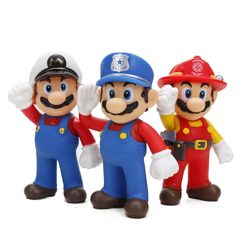 

2019 12cm Super Mario Figure Toys Odyssey Firemen Captain Super Mario Bros Bowser Luigi Action Figures Collectible Model Doll