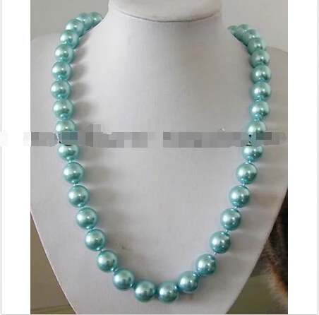 

10mm 24inch Blue South Sea Shell Pearl Round Beads Necklace AAA Grade @^Noble style Natural Fine jewe FREE SHIPPING