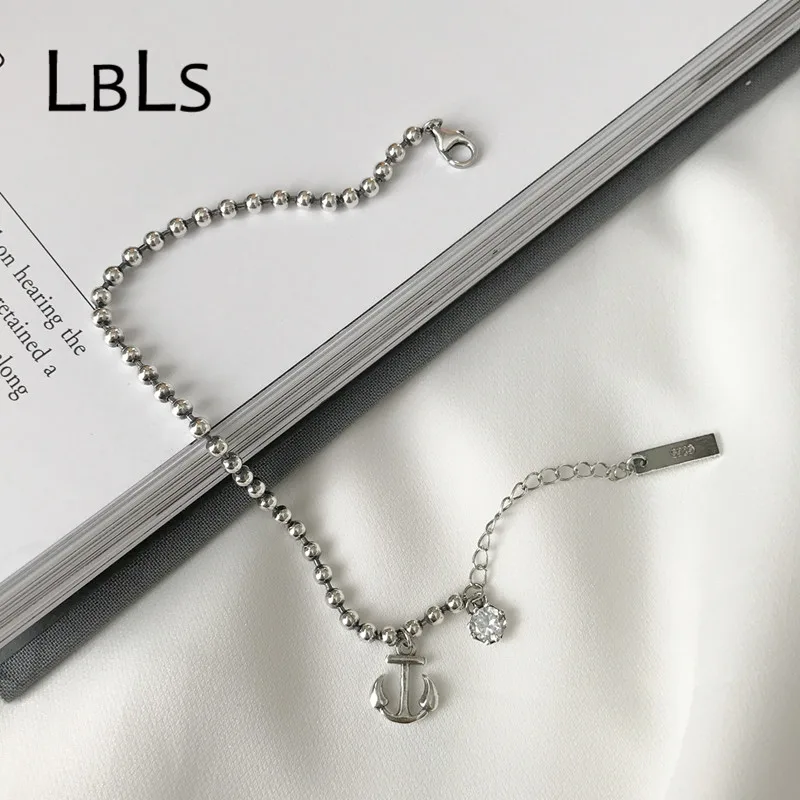 

LBLS Real Pure Silver Bracelet 925 Solid Anchor CZ Crystal Charms Bracelet Jewelry 925 Sterling Silver Bracelets for Women