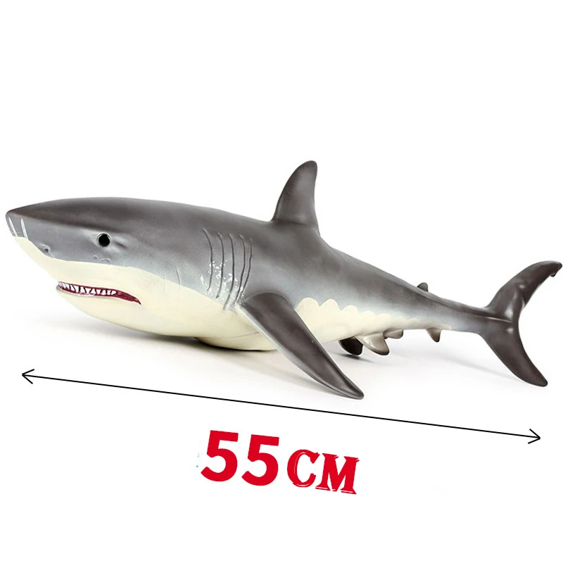 Action Figures Sea Life Animals Soft Great White Shark Big Shark Model 55cm Lifelike Children Educational Toys For Kids Gift F4