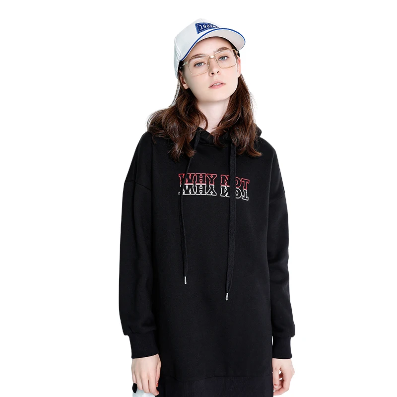 Comprar Sudaderas con capucha XXL de gran tamaño para mujeres de invierno negro Patchwork chándales con letras impresas Harajuku sudaderas con capucha