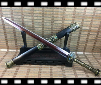 

High Hardness Red Folded Pattern Steel Hand Forging 8 Side Full Tang Blade Sharp Chinese Han Dynasty Battle Sword Jian
