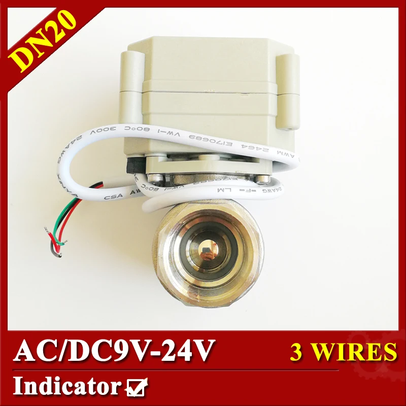 

Tsai Fan motorized valve 3/4'' full port SS304 2 way DN20 9V-24V AC/DC Electric motor control valve 3/7 wires with indicator