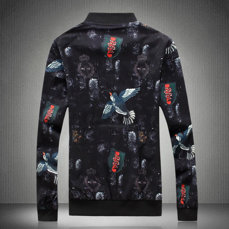J18068 European style 3d birds retro printing fashion luxury jacket men Autumn 2018New quality streetwear mens jackets and coats J18068 European style 3d birds retro printing fashion luxury jacket men Autumn 2018New quality streetwear mens jackets and coats