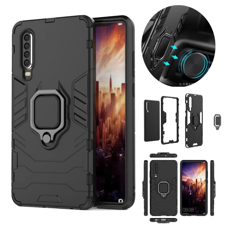 Для Huawei P30 защитный противоударный чехол Гибридный Жесткий ПК магнитный