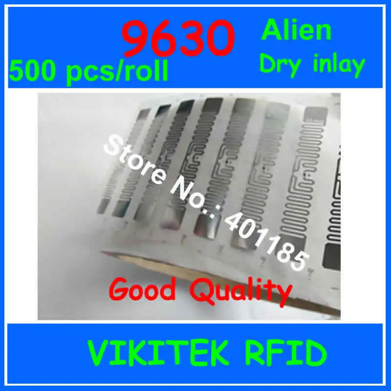 

Alien authoried 9630 UHF RFID dry inlay 500pcs per roll 860-960MHZ Higgs3 915M EPC C1G2 ISO18000-6C can be used RFID tag label