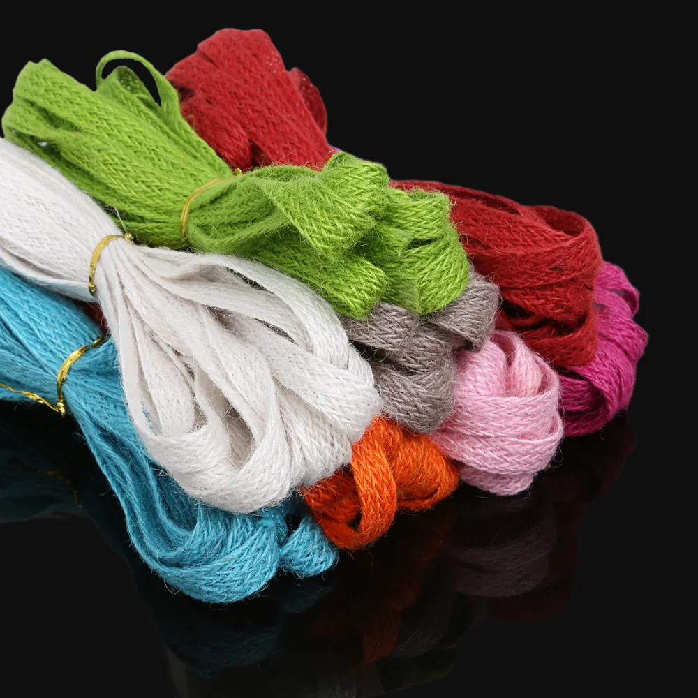 5meter(width10mm thickness1.5mm) Natural Hemp Jute Ribbon Cord Rope