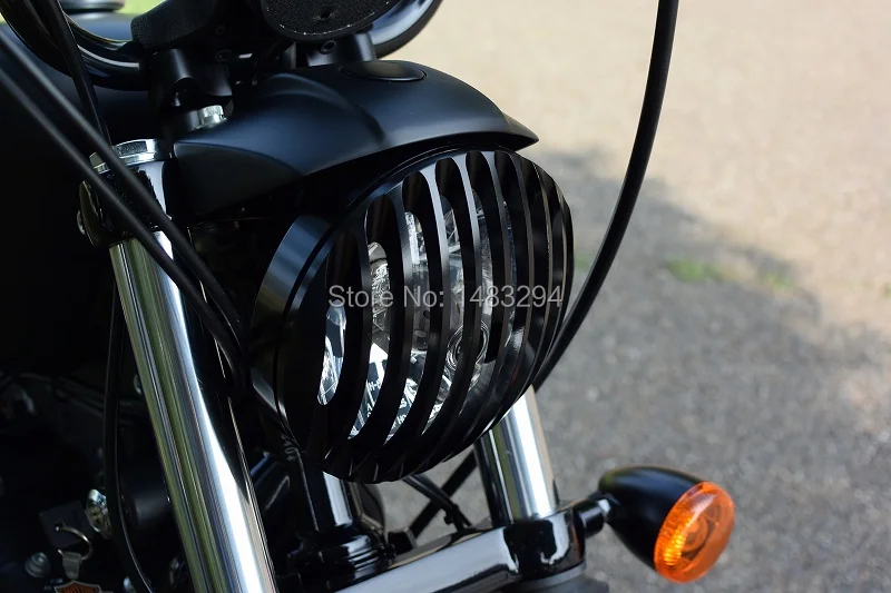 Мотоцикл 5 3/" черный алюминий фара Гриль Крышка Комплект подходит для Harley Sportster 883 XL1200 2004- железа