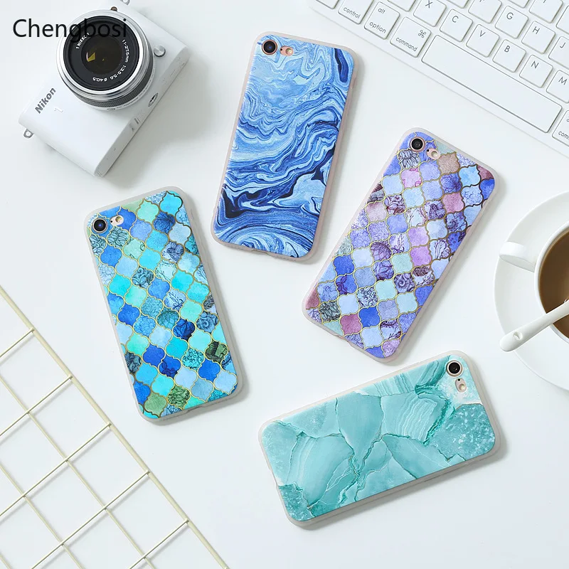 

Mobile Phone Shell Marble Painted Phone Cover Fitted Case for IPhone 6 6s 7 8 Plus Soft TPU Dirt-resistant Abstract Cover Cases