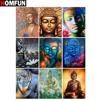 

HOMFUN Full Square/Round Drill 5D DIY Diamond Painting "Religious Buddha" 3D Diamond Embroidery Cross Stitch Home Decor Gift