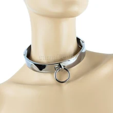 Camatech dia.14cm metal travando pescoço colar de retenção de aço inoxidável premium bondage pescoço estrangulamento anéis escravo lockable nacklace