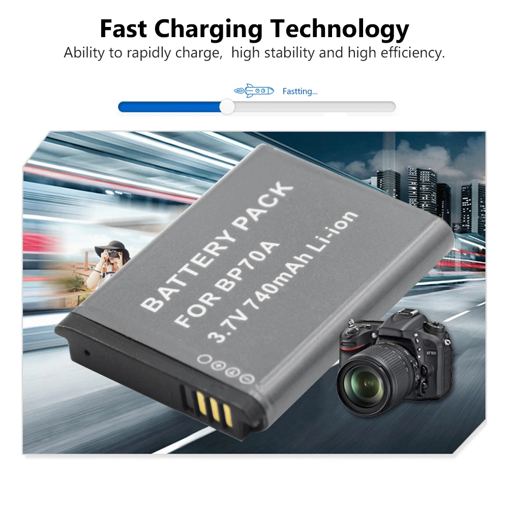 Аккумуляторная батарея BP70A для Samsung SL50 SL600 SL605 SL630 ST61 ST65 ST66 AQ Series AQ100 MV800 740