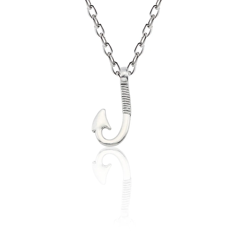 Simple Fashion Fish Hook Necklaces Pendants Silver Alloy Fishhook Charm