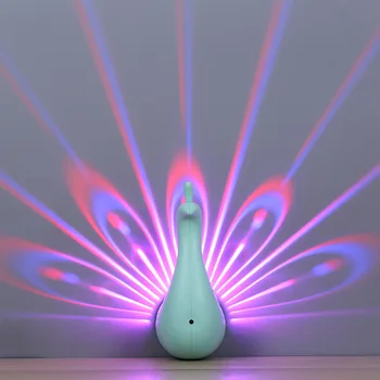 

Remote Control Peacock night light Wall Lamp 3D Projector Bedside Lamp For Children LED Color Bedroom Decoration Christmas Gift