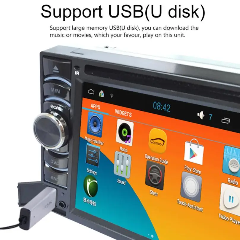 Cheap 6.5 " HD Android Wifi GPS Nav Car In Dash USB/SD/AUX/MP3/CD DVD Player Double DIN FM Radio Bluetooth MIC built in cell phones 12